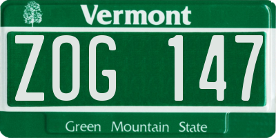 VT license plate ZOG147