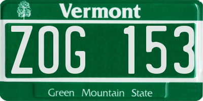 VT license plate ZOG153