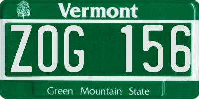 VT license plate ZOG156