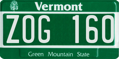 VT license plate ZOG160