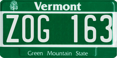 VT license plate ZOG163