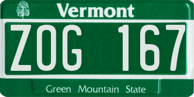 VT license plate ZOG167
