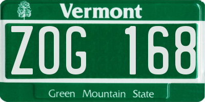 VT license plate ZOG168