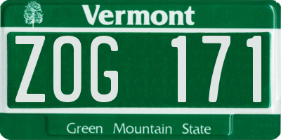 VT license plate ZOG171