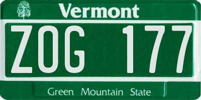 VT license plate ZOG177