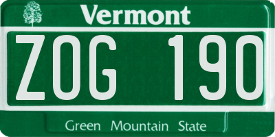 VT license plate ZOG190
