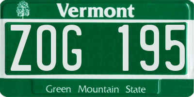 VT license plate ZOG195