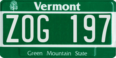 VT license plate ZOG197