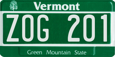 VT license plate ZOG201
