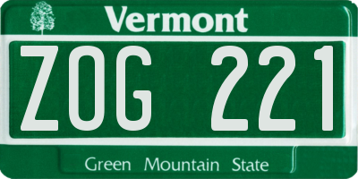 VT license plate ZOG221