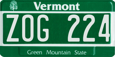 VT license plate ZOG224