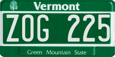 VT license plate ZOG225