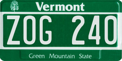 VT license plate ZOG240