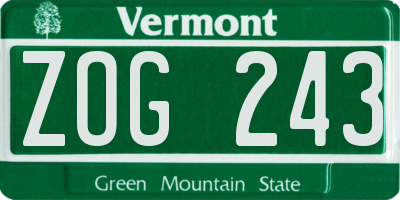 VT license plate ZOG243