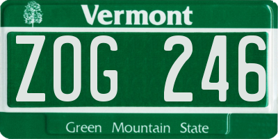 VT license plate ZOG246