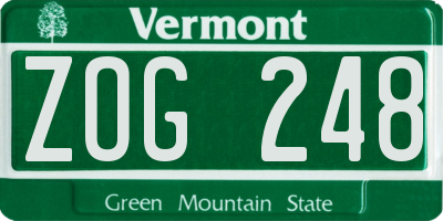 VT license plate ZOG248