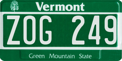 VT license plate ZOG249
