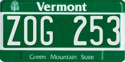 VT license plate ZOG253