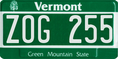 VT license plate ZOG255