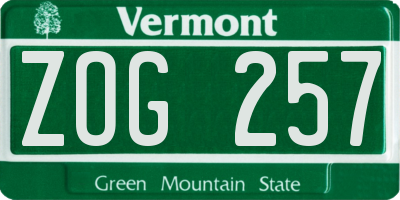 VT license plate ZOG257