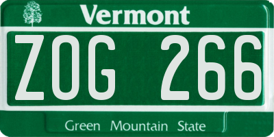 VT license plate ZOG266