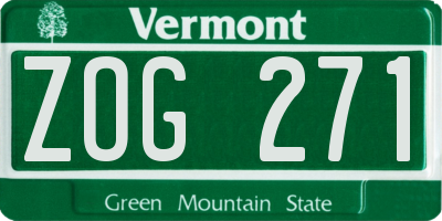 VT license plate ZOG271