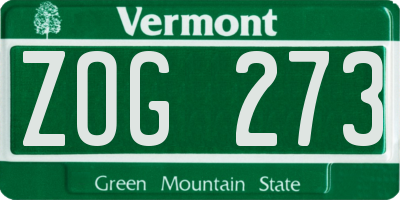 VT license plate ZOG273