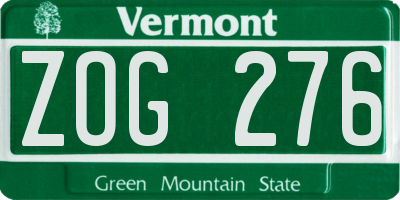 VT license plate ZOG276