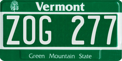 VT license plate ZOG277