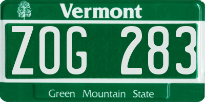 VT license plate ZOG283