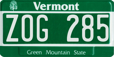VT license plate ZOG285