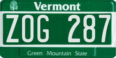 VT license plate ZOG287