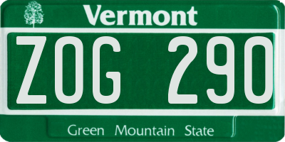 VT license plate ZOG290