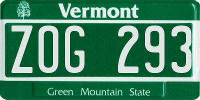 VT license plate ZOG293