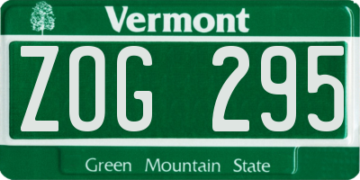 VT license plate ZOG295