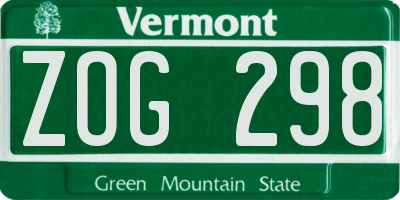 VT license plate ZOG298