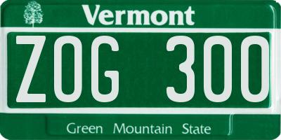 VT license plate ZOG300