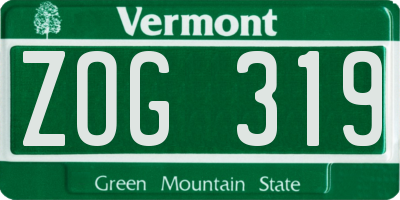VT license plate ZOG319