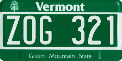 VT license plate ZOG321