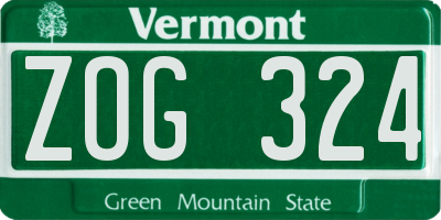 VT license plate ZOG324