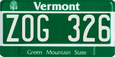 VT license plate ZOG326