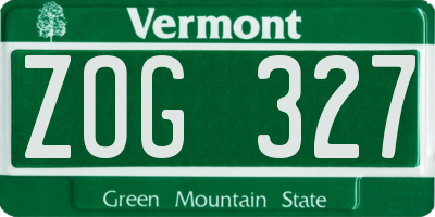 VT license plate ZOG327