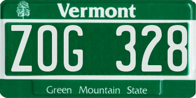 VT license plate ZOG328