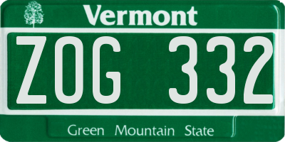 VT license plate ZOG332