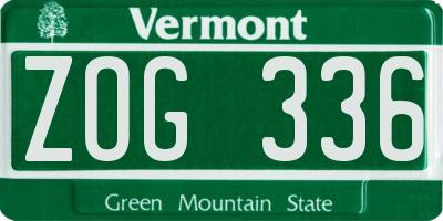 VT license plate ZOG336