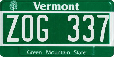 VT license plate ZOG337
