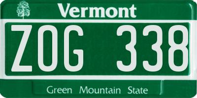 VT license plate ZOG338