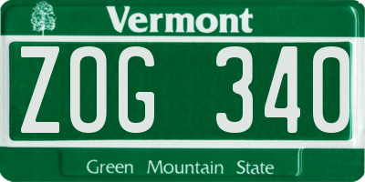 VT license plate ZOG340