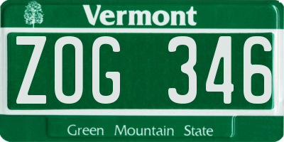VT license plate ZOG346