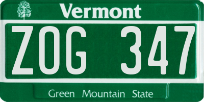 VT license plate ZOG347